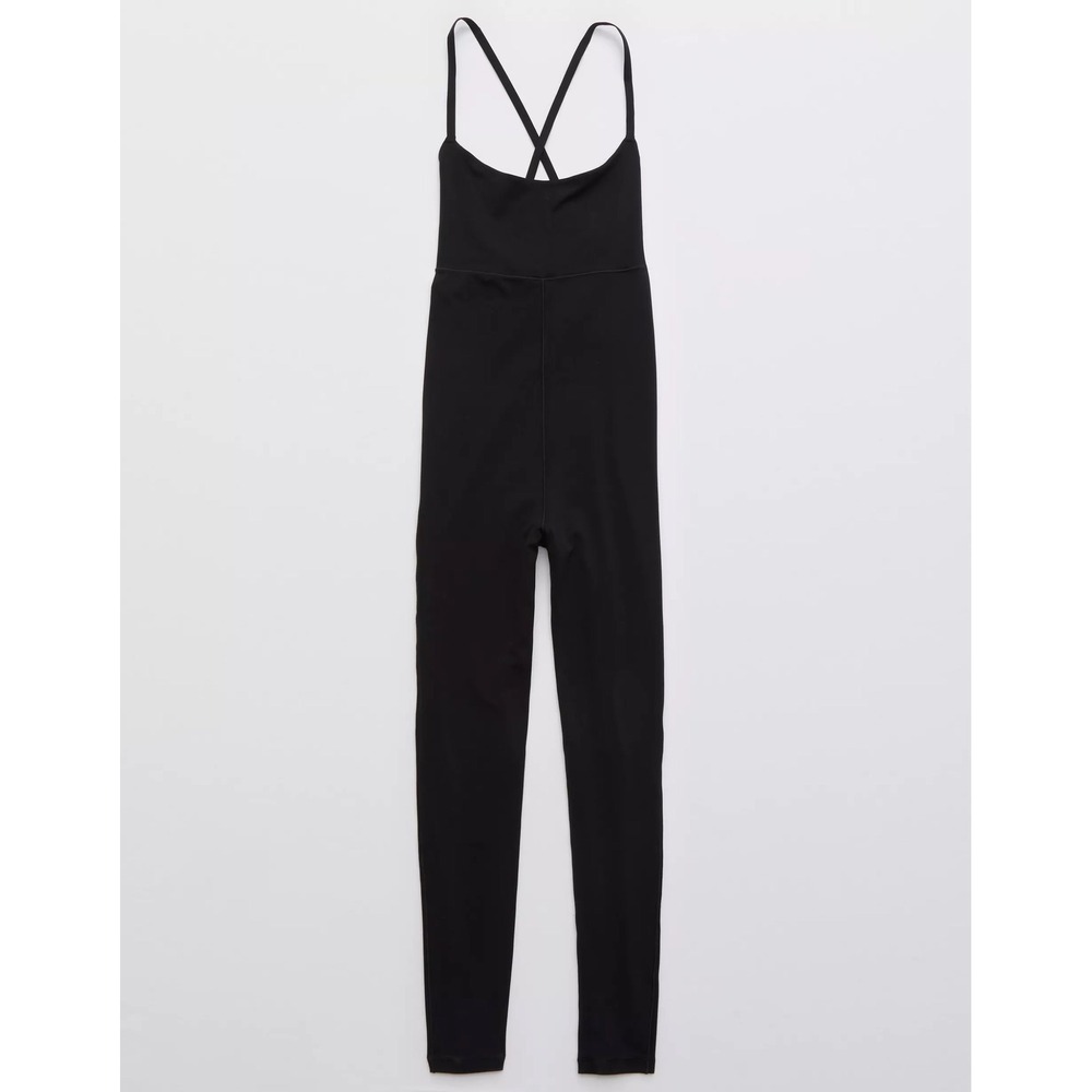 OFFLINE by Aerie Real Me Strappy Back Catsuit Black SzS Jumpsuit Yoga Activewear